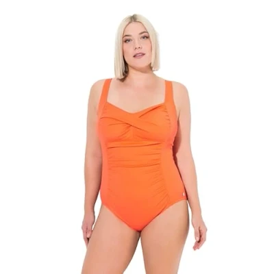 Afbeelding van Ulla Popken PLUS SIZE Draped Badpak, Dames, Maat: 42, Coral pink