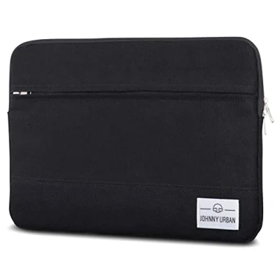 Afbeelding van Johnny Urban Canvas Laptop Sleeve 11 12 Inch Zwart Laptopsleeves voor MacBook Air 11&quot; 12&quot; Surface Pro 3 &amp; 4 en vele andere 11.6&quot; Notebook Case van Katoen
