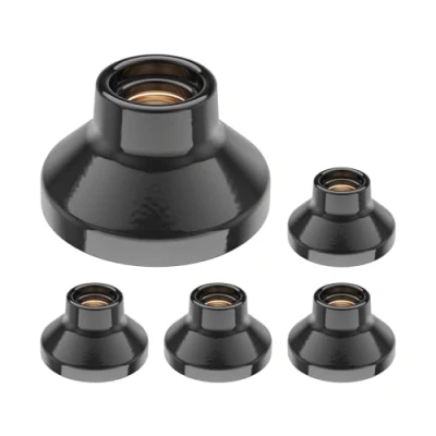 Afbeelding van ledscom.de 5 stuks plafondlamp/lamphouder ELEKTRA, porselein, glanzend zwart, 1x E27 max. 300W