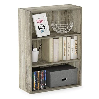 Afbeelding van Furinno Pasir 3 traps open plank, boekenplanken, Sonoma Oak, 57,7 (breedte) x 80 (hoogte) 24,1 (diepte) cm