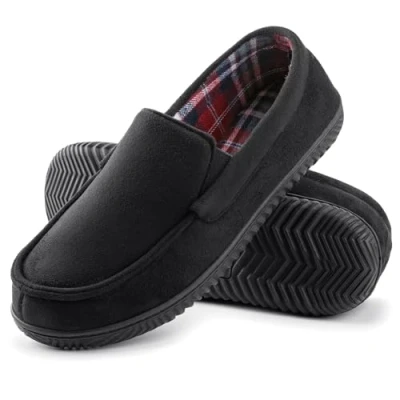 Afbeelding van RockDove Heren Alexander Flanel Gevoerde Loafer Slipper, Zwart, 40.5 EU