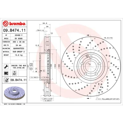 Afbeelding van Brembo Remschijf 09.B474.11
