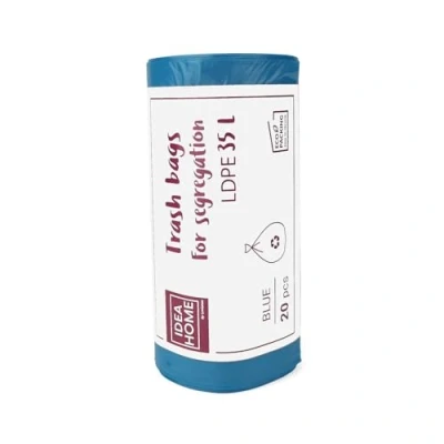 Afbeelding van D.RECT Afvalzakken 35L, 20 delig, plastic afvalzakken, keukenafvalzakken, heavy duty recycle papieren Blauw