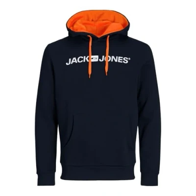 Afbeelding van JACK &amp; JONES Capuchontrui met capuchon en, Navy Blazer (Shocking Orange/Reg Fit), XXL