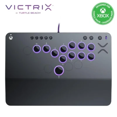 Afbeelding van Turtle Beach Victrix Pro KO Leverless All Button Fight Stick, Officially Licensed for Xbox Series XS, One, Windows 10/11 PC, Customizable eSports Tournament Ready Controller, Gray