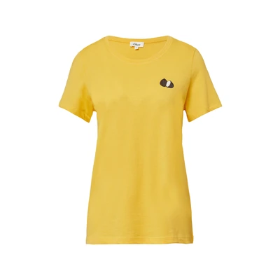 Afbeelding van s.Oliver MIT Stickerei Tshirt print, Dames, Maat: 40, Zitrone