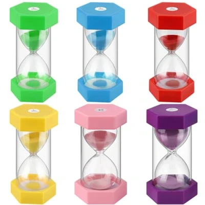 Afbeelding van 12 stuks zandlopers timer zandklok zandloper set 1 min 3 5 10 15 30 voor spelletjes, keuken, oefening, studie, borstel enz