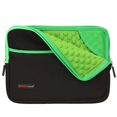 Afbeelding van TECHGEAR Pro Sleeve Tas [10] Beschermhoes, Neopreen ritsvak met bellenbellen, compatibel iPad 10 2022, Air 5/4, 10.2, 9.7, 11, 10.5, 2 [Groen]