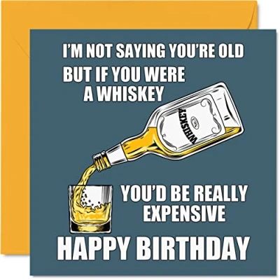 Afbeelding van Grappige verjaardagskaarten voor mannen vrouwen oude whisky onbeleefde verjaardagskaart mama vader broer zus zoon dochter Nan Grandad, 145 mm x humor 30e 40e 50e 60e 70e