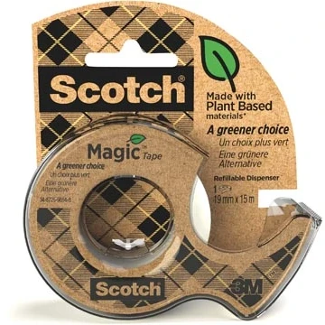 Afbeelding van Plakband Magic Tape A Greener Choice Ft 19 Mm X 15 M, Op Dispenser Van 100 % Gerecycleerd Plastic