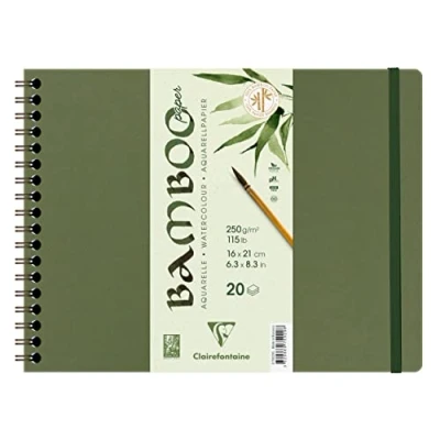 Afbeelding van BAMBOO aquarelpapier spiraalblok 20 vel 210X160mm 250gr/m2 Wit