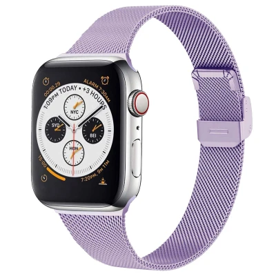 Afbeelding van Apple Watch bandje Milanees Paars Geschikt voor Series 1 9 / SE