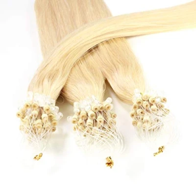 Afbeelding van hair2heart Microring Extensions van echt haar, glad, 25 strengen, 1 g, 50 cm, 9/0 lichtblond