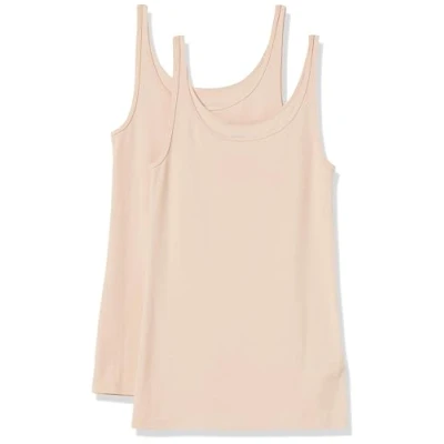 Afbeelding van Amazon Essentials 2 Pack dunne riem tank voor dames,Licht Beige/Licht Beige,3XL 4XL