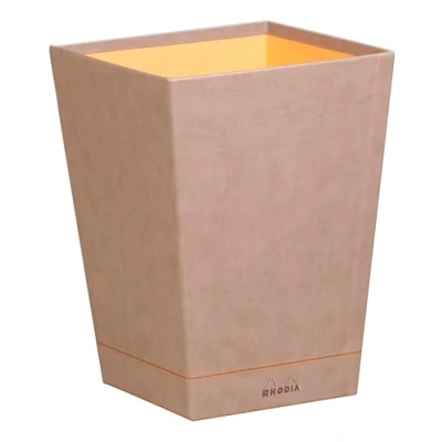Afbeelding van Rhodia 318824C prullenmand (24 x 24 32 cm, kunstleer, elegant en praktisch, ideaal voor op kantoor), 1 stuk, grijs
