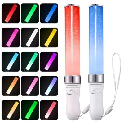 Afbeelding van 2 stuks led lichtstaven, lichtstaaf voor kinderen, 15 kleuren, concert rekwisieten, kleurrijke Kerstmis, feest, concert, bruiloft