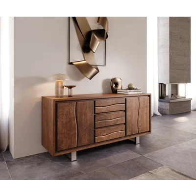 Afbeelding van Dressoir Live Edge Acacia bruin 172 cm 4 deuren 3 laden boomrand
