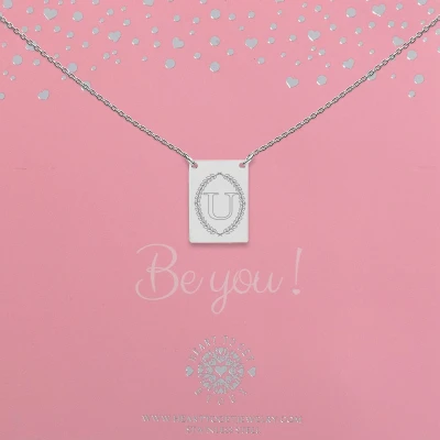Afbeelding van Heart to Get Zilveren Kettingen Initaal U Letter ketting Initialen Plaatje met initiaal en krans
