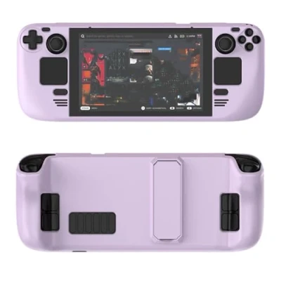 Afbeelding van Kleurrijke beschermhoes geschikt voor stoomdek, pc materiaal, volledige bescherming, met standaard, huidvriendelijk gevoel, gameconsole accessoires (lichtpaars)