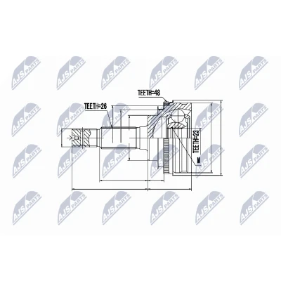 Afbeelding van Homokineet reparatie set, aandrijfas NTY NPZ TY 016