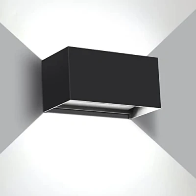 Afbeelding van Kingwen Led buitenlamp, 20 W, 6000 K, koudwit, wandlamp, voor binnen en buiten, rechthoekig, verstelbaar, stralingshoek, up down, IP65 waterdicht, zwart