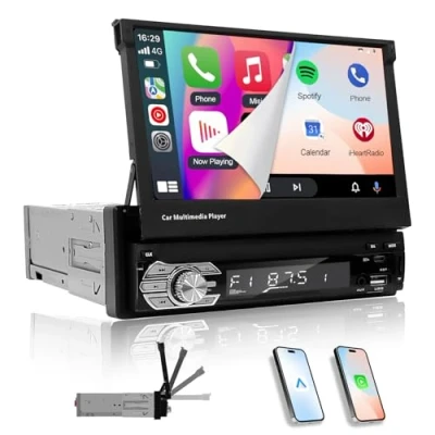 Afbeelding van Ezonetronics Indash Autoradio 7 Inch Slip Down 1DIN Flip Out Screen Stereo FM Bluetooth MP3 MP4 speler met USB/SD poort terug (CW0013)