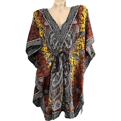 Afbeelding van Kaftan Tuniek Jurk Middellang Bruin Maat One size (152)