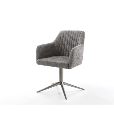 Afbeelding van DELIFE Draaistoel Pejo Flex bouclé grijs kruispoot grafiet 360 draaibaar rocker functie pocketveer kern