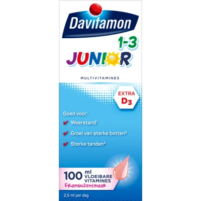Afbeelding van Davitamon Junior 1 3 Vloeibare Vitamines Framboos