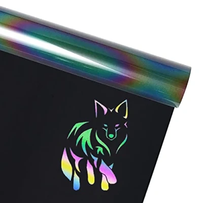 Afbeelding van FOSER Plotterfilm Textiel, Reflecterende Regenboogplotterfilm 30,5 cm x 1,5 m Warmteoverdracht Vinyl, voor doe het zelf T shirt, Stoffen (Reflecterende Regenboog)