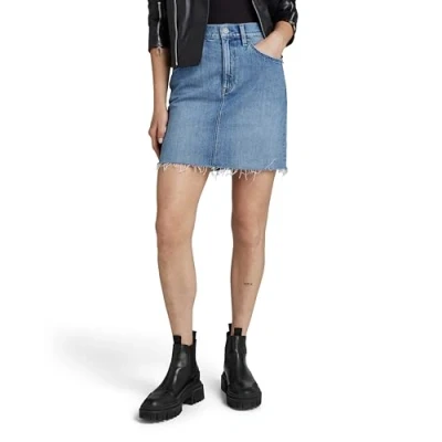Afbeelding van G STAR RAW Viktoria Short Rok Clean Edge, Blauw (Sun Faded Zee Destroyed D24387 d538 g332), 27W