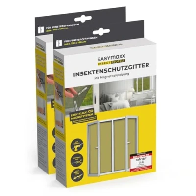 Afbeelding van EASYmaxx Insect Protect Vliegengaas voor ramen met magnetische bevestiging, op maat te snijden muggennet, insectenbescherming tot 150 x 180 cm, muggenbescherming, magneet, eenvoudige