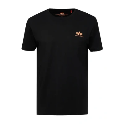 Afbeelding van Alpha Industries Small LOGO Tshirt print, Heren, Maat: Small, Black / neon orange