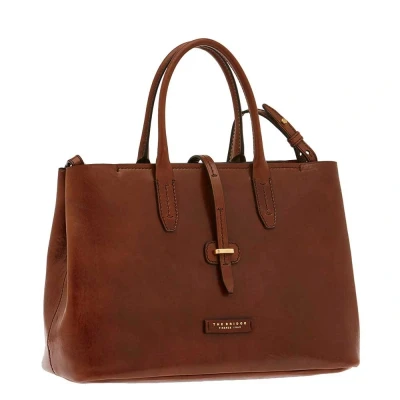 Afbeelding van The Bridge Dalston Shopping Tote brown/gold Damestas Leren tas