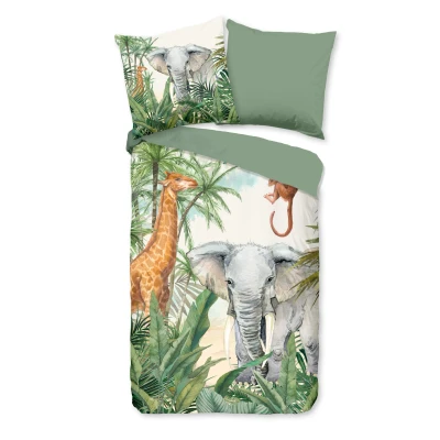 Afbeelding van Good Morning Kinderdekbedovertrek &quot;dieren in de jungle&quot; Multi (135x200 cm) Katoen