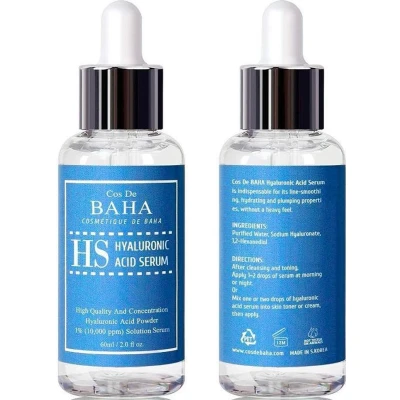 Afbeelding van Cos de BAHA Hyaluronic Acid Serum 60 ML 1% Powder Solution 10000ppm Intense Hydration Anti Age Visibly Filler Plumped Skin Hyaluronzuur Popular K Beauty Brand 2021