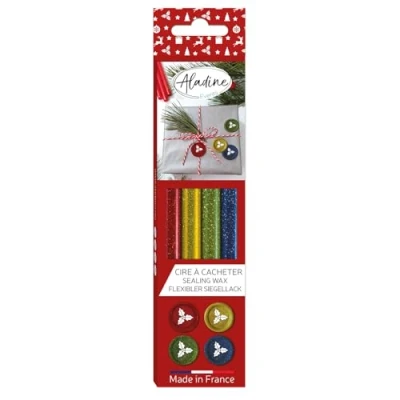 Afbeelding van Aladine Wax Sticks Round Flexible Glitter Mix (4pcs) (72421)