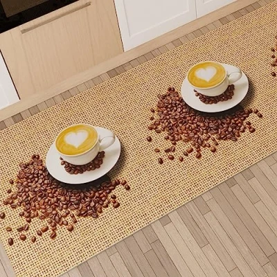 Afbeelding van PETTI Artigiani Italiani Tapijt voor keuken, antislip en wasbaar, 52 x 380 cm, design koffie 2, 100% Made in Italy