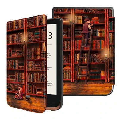 Afbeelding van Fintie Slimshell Hoes voor Pocketbook Touch HD 3 / Lux 4 Basic 2 E Reader Premium Lichtgewicht PU Leer Case Cover met Automatische Slaap/Waak Functie, Library