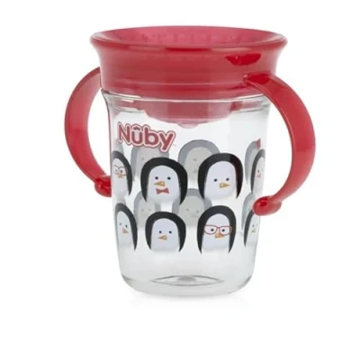 Afbeelding van Nuby 360 Tritan mok, eenvoudige handgreep, ontworpen om in alle posities te drinken, pinguïnmotieven, 6 maanden