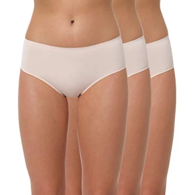 Afbeelding van Yenita Heupslips voor dames, naadloos, microvezel, onzichtbare lage snit, hipster, verpakking met 3 stuks, huidskleur, S