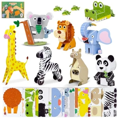 Afbeelding van 3D Puzzels voor Kinderen Jungle Pack 8 BONNYCO Puzzel Dieren, Educatief Speelgoed Kinderen, Jongens en Meisjes Verjaardagscadeaus Geschenken Kinderactiviteit Kerst