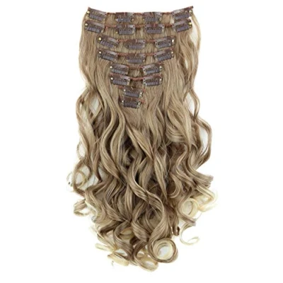 Afbeelding van CAISHA XL 45cm 7 Delige Set CLIP IN EXTENSIONS Haarextensies Haarstukje Golvend Bruin Blond CE20 1