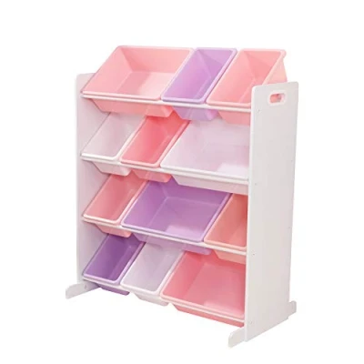 Afbeelding van KidKraft 15450 Sort It &amp; Store opbergsysteem voor speelgoed met 12 bakken, in pastelkleuren en wit, meubilair speelkamer of slaapkamer