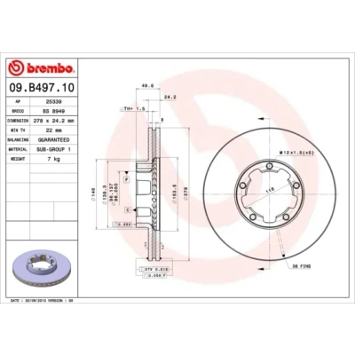 Afbeelding van Brembo Remschijf 09.B497.10