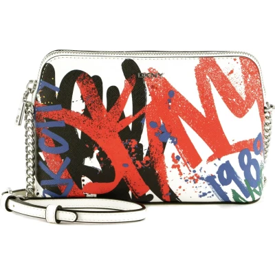 Afbeelding van DKNY Leren Schoudertas Bryant Dome Crossbody Bag White Multi Wit