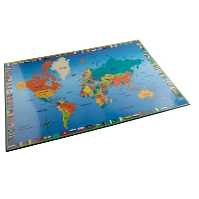 Afbeelding van Exacompta Ref. 29790E 1 Gevoerde harde kartonnen bureauonderlegger voor en achterkant in PVC dagelijks gebruik afmetingen 37,5 x 57,5 cm wereldvisual plat geleverd