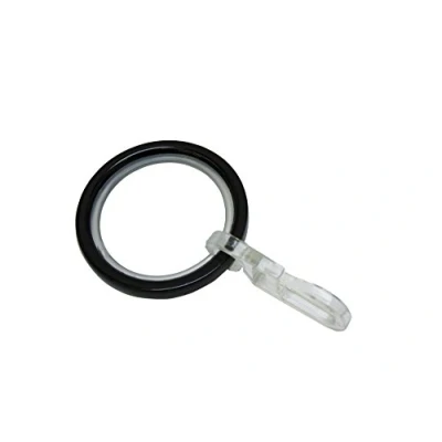 Afbeelding van GARDINIA Gordijnringen voor gordijnroedes van 20 mm in diameter, inclusief glij inzetstuk en gordijnhaak, 10 stuks, Chicago collectie, breedte: 4 mm, metaal, zwart
