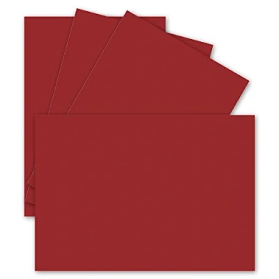 Afbeelding van 50 enkele kaarten, DIN A6, 10,5 x 14,8 cm, 240 g/m², donkerrood, gekleurd karton, knutselpapier, knutselkarton, knutselkaarten, blanco ansichtkaarten