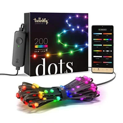 Afbeelding van Twinkly LED strip Dots 12.5 meter (Flexibel, 200 LEDs, IP44, RGB+Wit, Zwart)